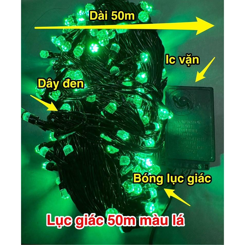 Dây đèn led chớp 50m điện 220V nhiều màu trang trí noel, trang trí ngoài trời, trang trí quán cà phê