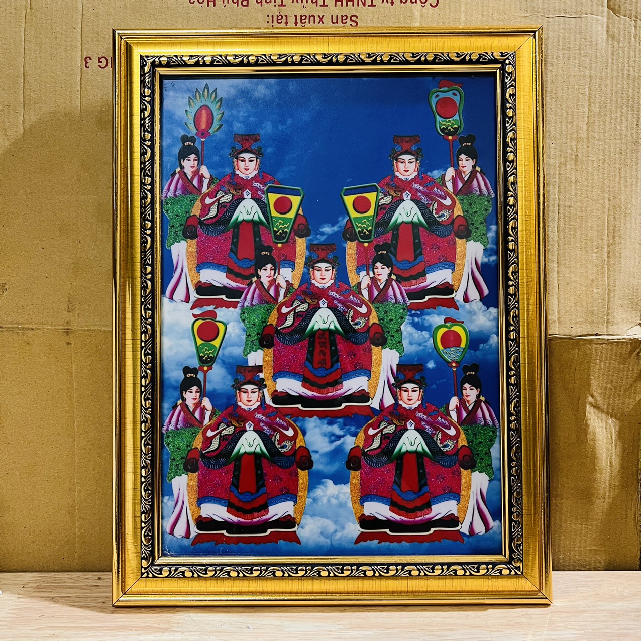 Tranh 5 mẹ ngũ hành phủ bóng khung composite Cao 40.5cm