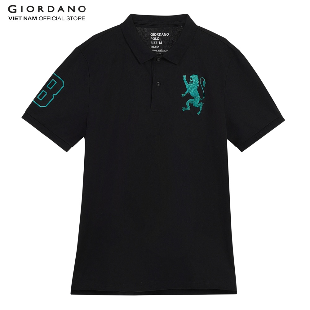 Áo Polo Nam Sư Tử 3D Lion Giordano 01012222 - 31-Đen - L