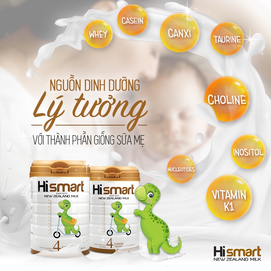 [DATE 1.2023] Sữa bột Hismart số 2_Cho bé từ 6-12 tháng tuổi - xuất xứ 100% New Zeland - 400g