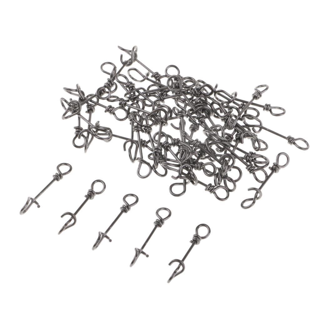100pcs Stainless Steel Quick Lock Fishing Snap Clip Swivel Connectors
