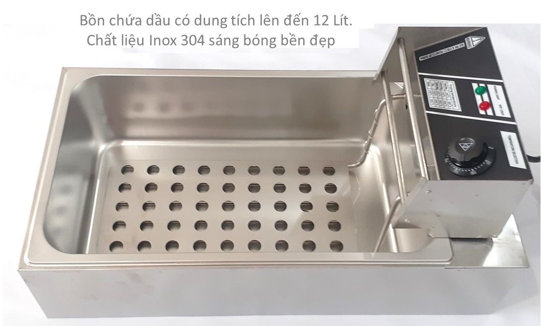 Bếp Chiên Nhúng Đơn 1 Khay 12 Lít 2 Giá Nhúng  3.500 W Chất Liệu Inox 304 Cách Nhiệt