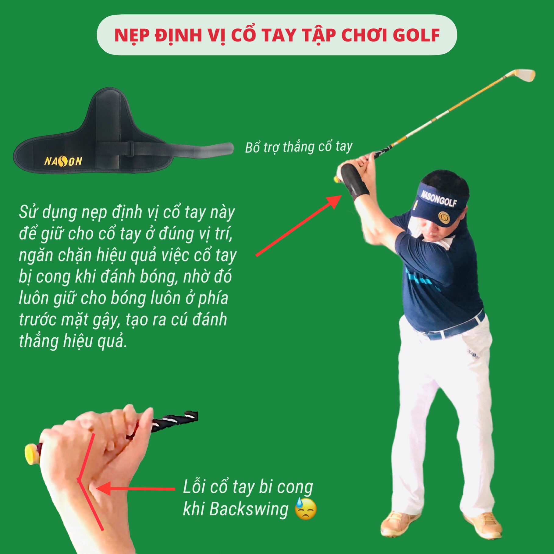 NẸP ĐỊNH VỊ CỔ TAY TẬP CHƠI GOLF | NASON