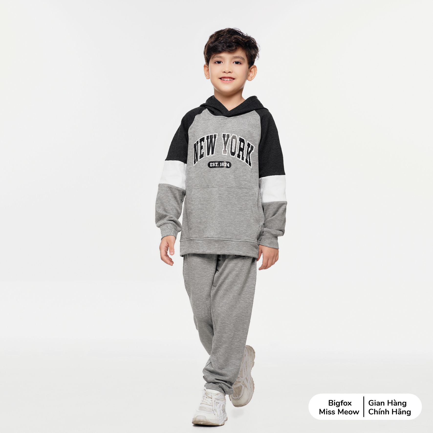 Bộ nỉ bé trai size đại BIGFOX MISS MEOW quần áo dài tay thu đông ấm áp cho trẻ em kiểu Hàn cỡ 3,9,11 tuổi 30kg 40kg 1977