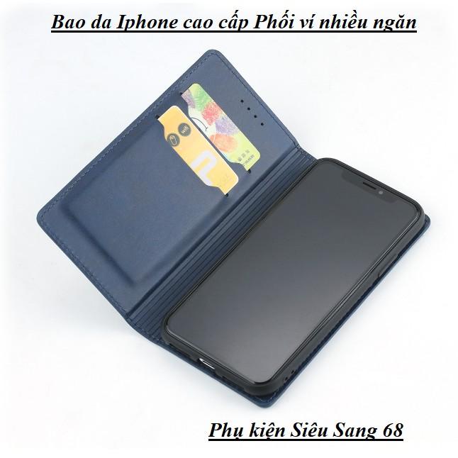 Bao da, Ốp lưng dành cho iphone 6 7 8 plus xr x xs xs max 11 11 pro 11 pro max 12 12 pro 12 pro max có phối ví da cao cấp