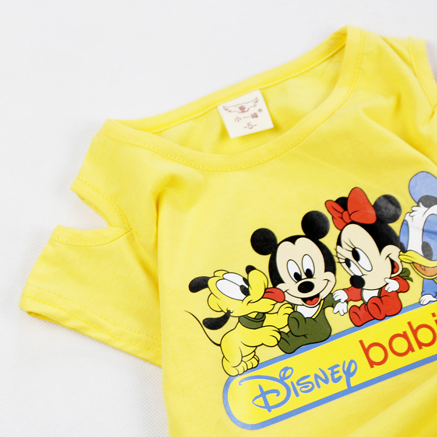 Đầm rớt vai Quảng Châu in gia đình Mickey cho bé gái siêu cưng từ 8 đến 16 kg 02148-02145