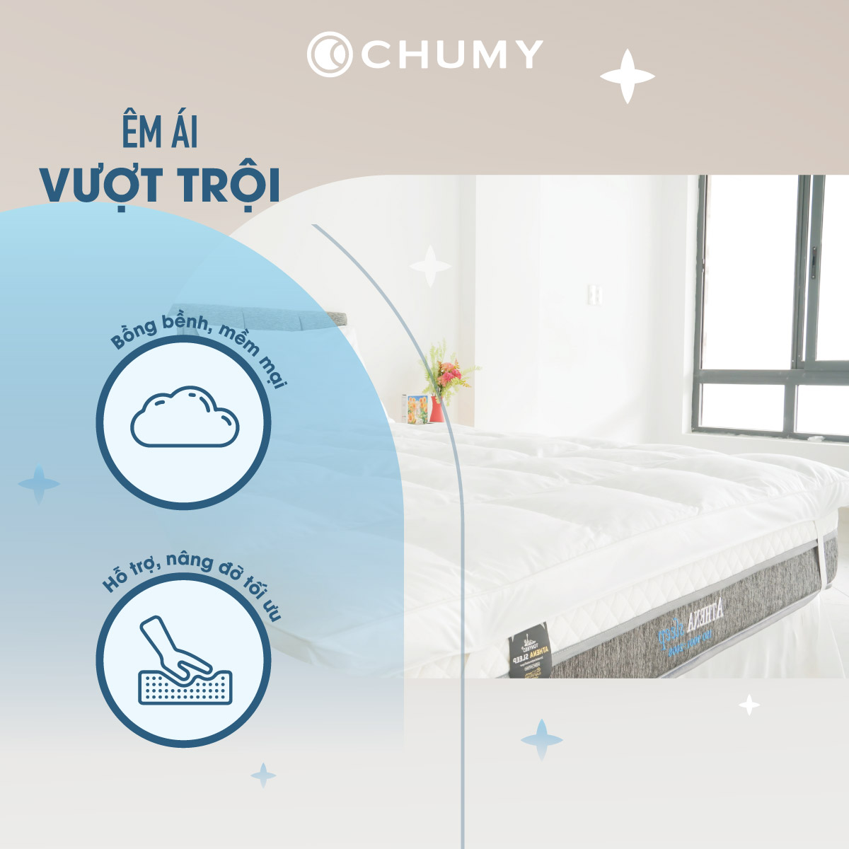 Topper nệm 1m4 x 2m - Nệm Topper khách sạn 5 sao cao cấp - Topper lông vũ nhân tạo siêu mềm mại