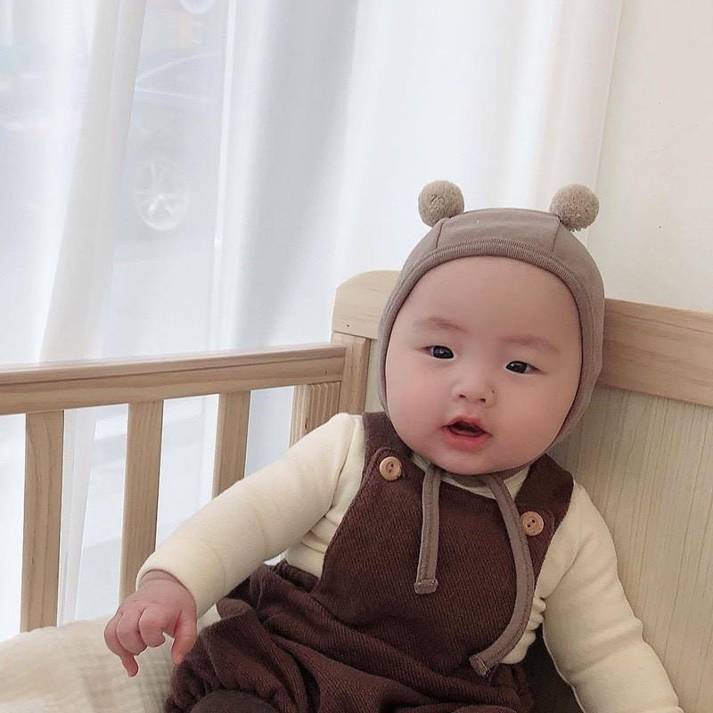 Mũ/ Nón Cục Bông Chất Cotton 2 Lớp Siêu Cute Cho Bé Từ 0-12 Tháng - Hồng