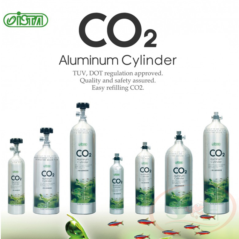 Bình co2 nhôm Ista 0.5L, 1L, 2L, 3L Aluminum Cylinder van tổng kim loại Đài Loan thủy sinh 1, 2, 3 lít