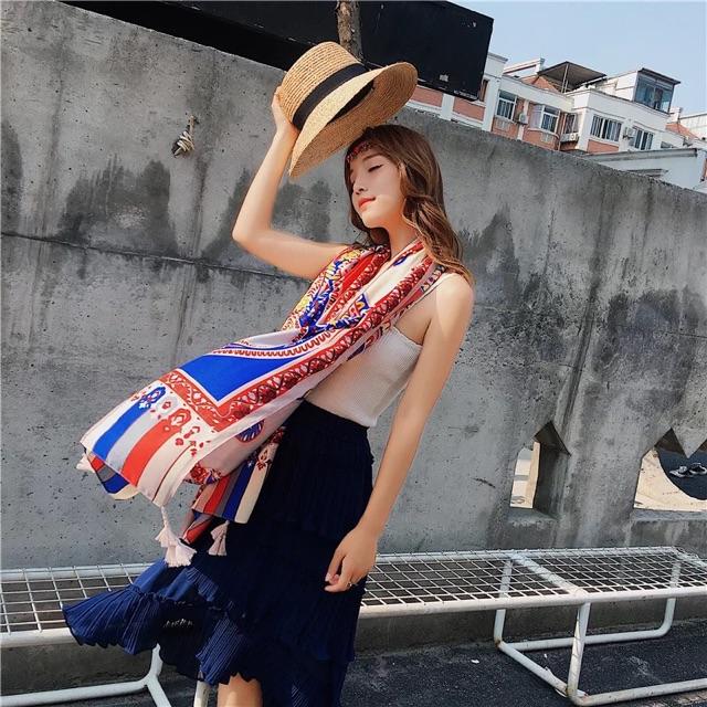 Khăn choàng du lịch biển khăn choàng boho in hoạ tiết thổ cẩm
