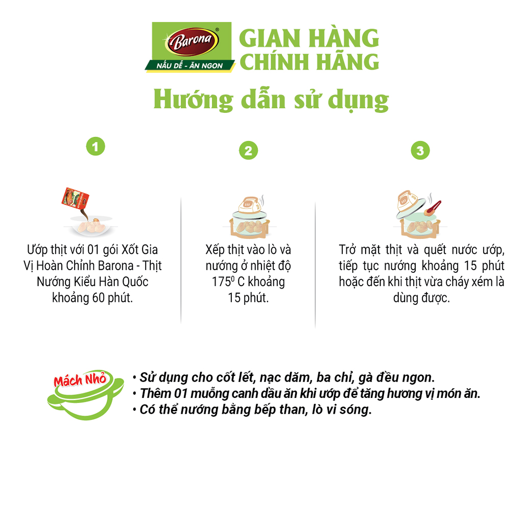 Xốt Gia Vị Hoàn Chỉnh BARONA - Thịt Nướng Kiểu Hàn Quốc 80g