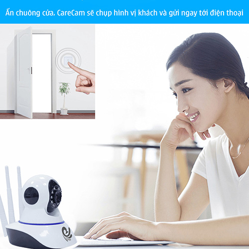 Camera ip Wifi Carecam 3 Anten 2.0MP - Full HD 1080P Chính hãng - Xoay 360 Độ