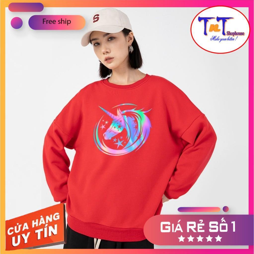 AS37 Áo Sweater Unisex ️/Áo nỉ Ulzzang phản quang unisex dài tay nam nữ - Kì Lân thời trang