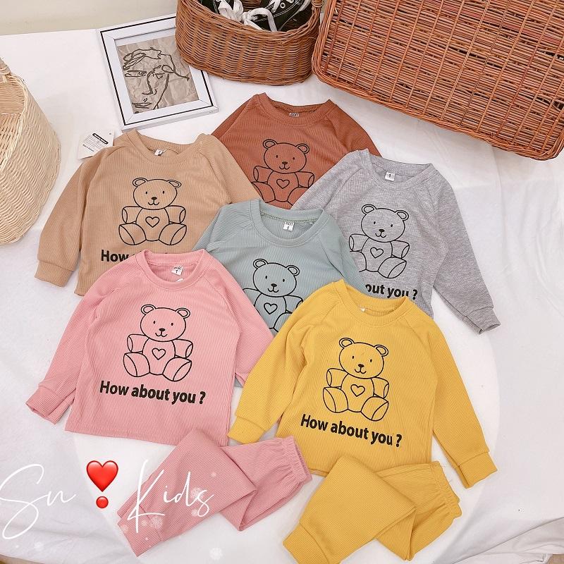 Bộ đồ dài tay thun gân cho bé trai và gái