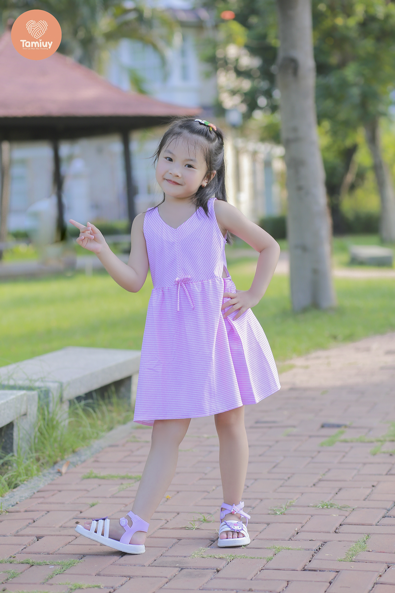 Đầm Thun Sọc Đối Xứng Tamiuy Chất Cotton 4 Chiều Cho Bé Gái (1-10 T)