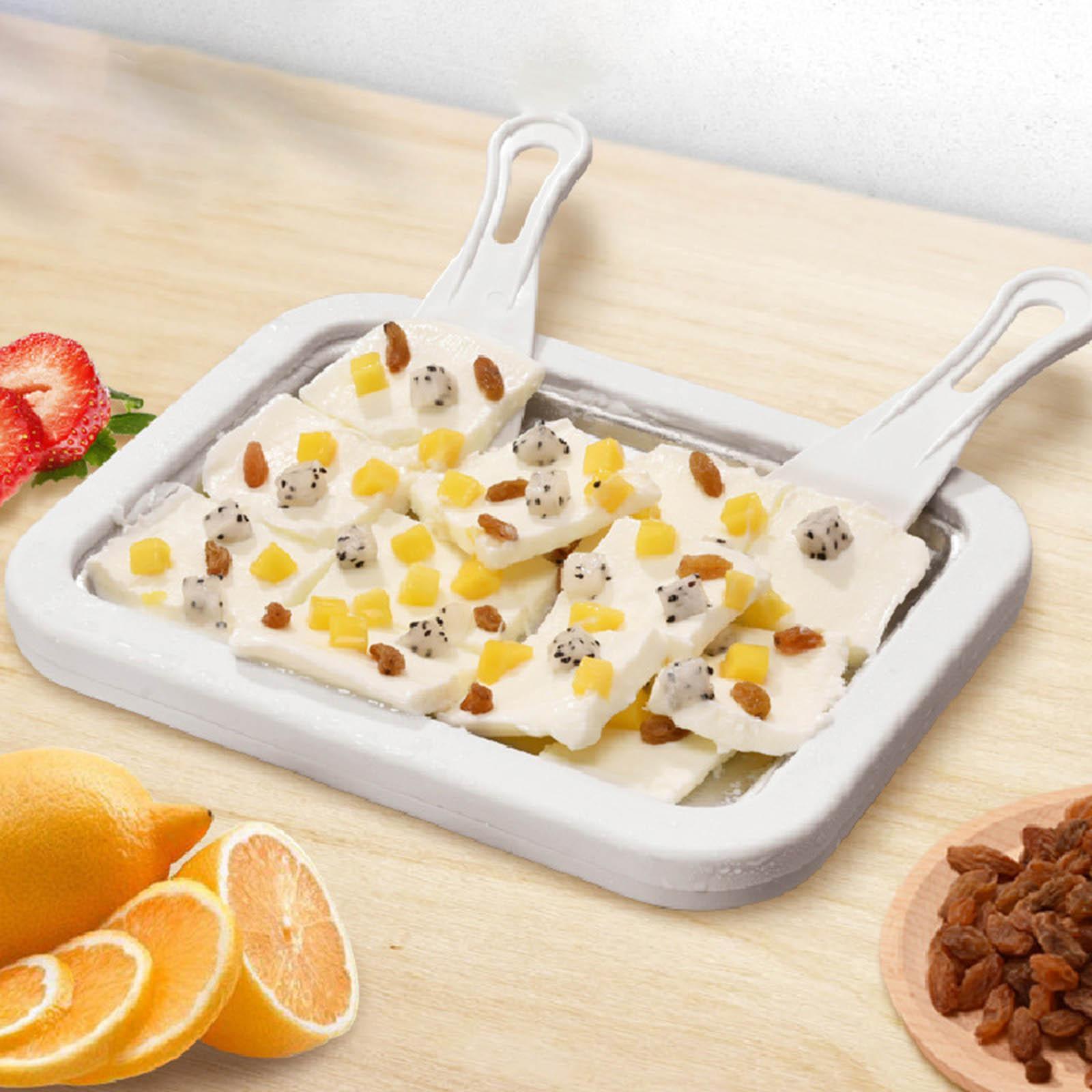 Instant Ice Cream Maker Pan and Scraper Set, Food Grade Stainless Steel, Sweet Fried Food Plate, Family Use