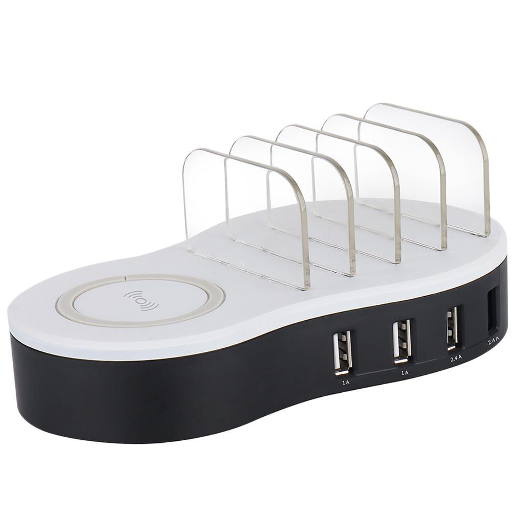 Wireless Quick Charging Station Dock 4 Ports USB W/ Mushroom Light US