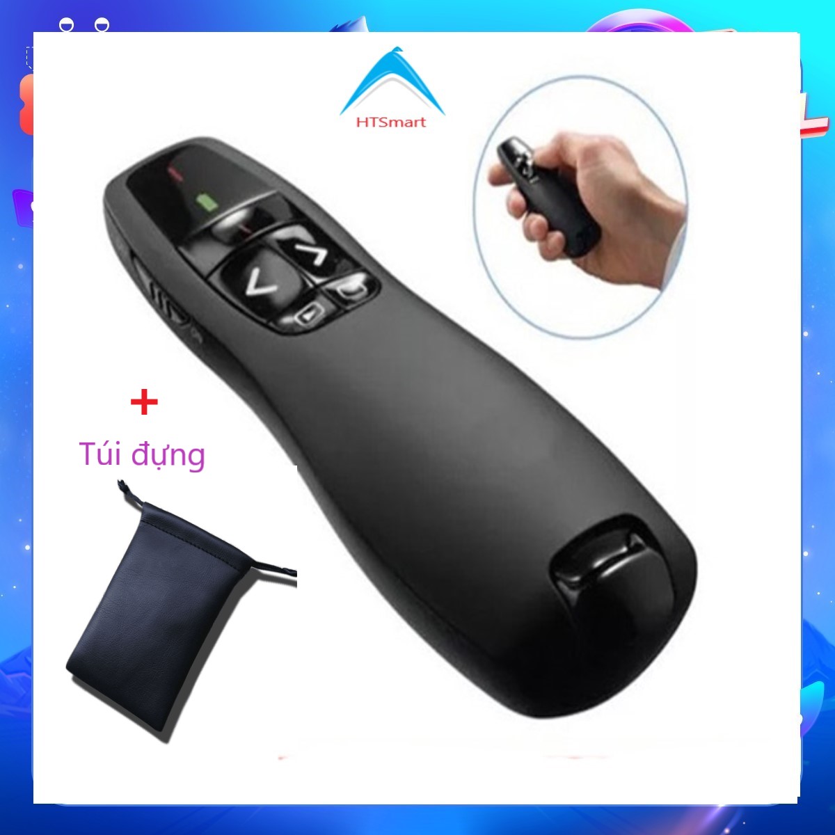 Bút thuyết trình laser pointer R400 tặng kèm bao da