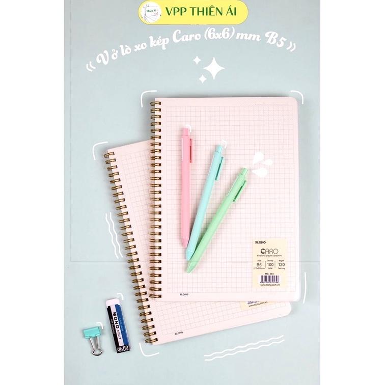 Vở lò xo kép Caro mm B5 bìa trong - 120/200 trang - VPP Thiên Ái