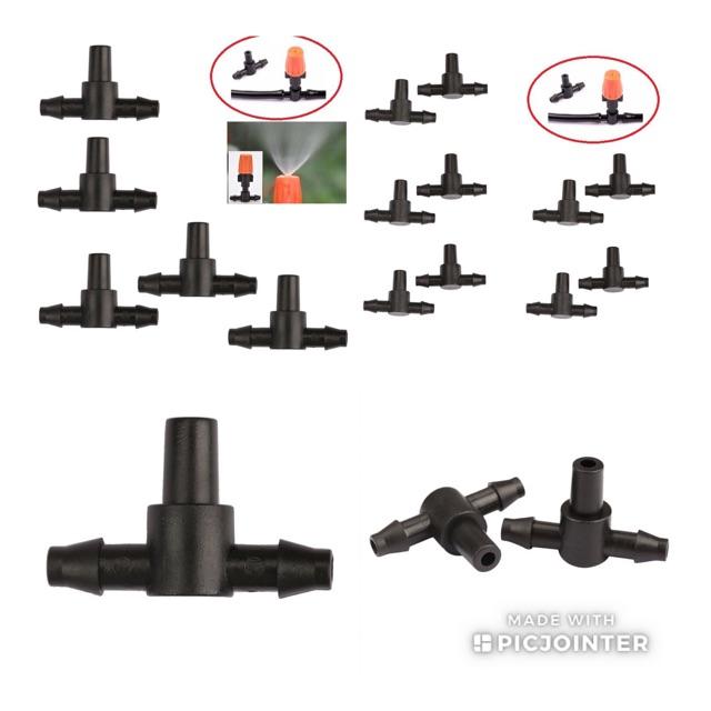 KHỚP NỐI T6 DÙNG NỐI ỐNG PHUN SƯƠNG 4/7mm VÀ GẮN ĐẦU BÉC PHUN NHỰA 6mm 50 cái