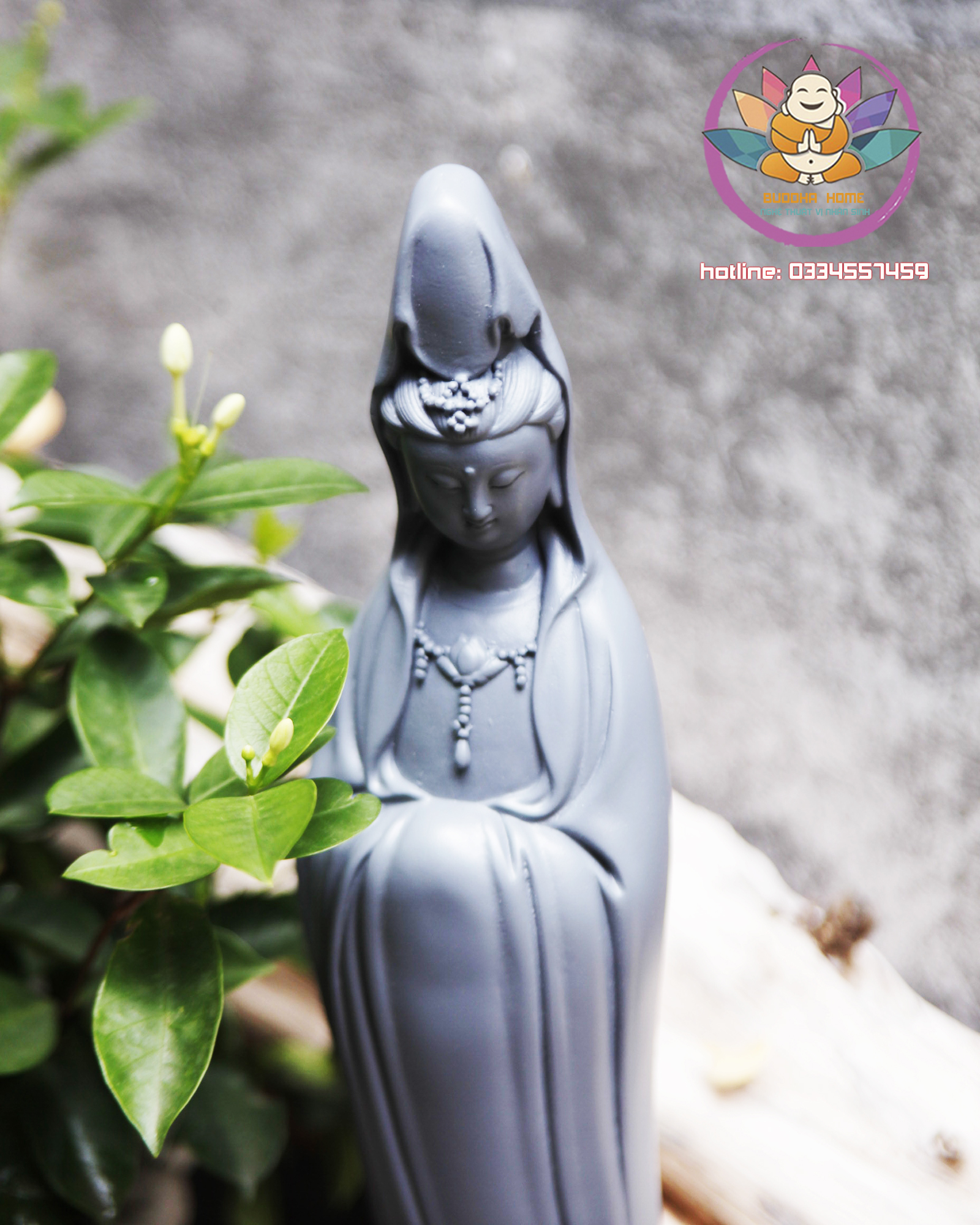 Tượng Phật Quan Âm cao 40cm trang trí nội thất nhà cửa- phong thủy