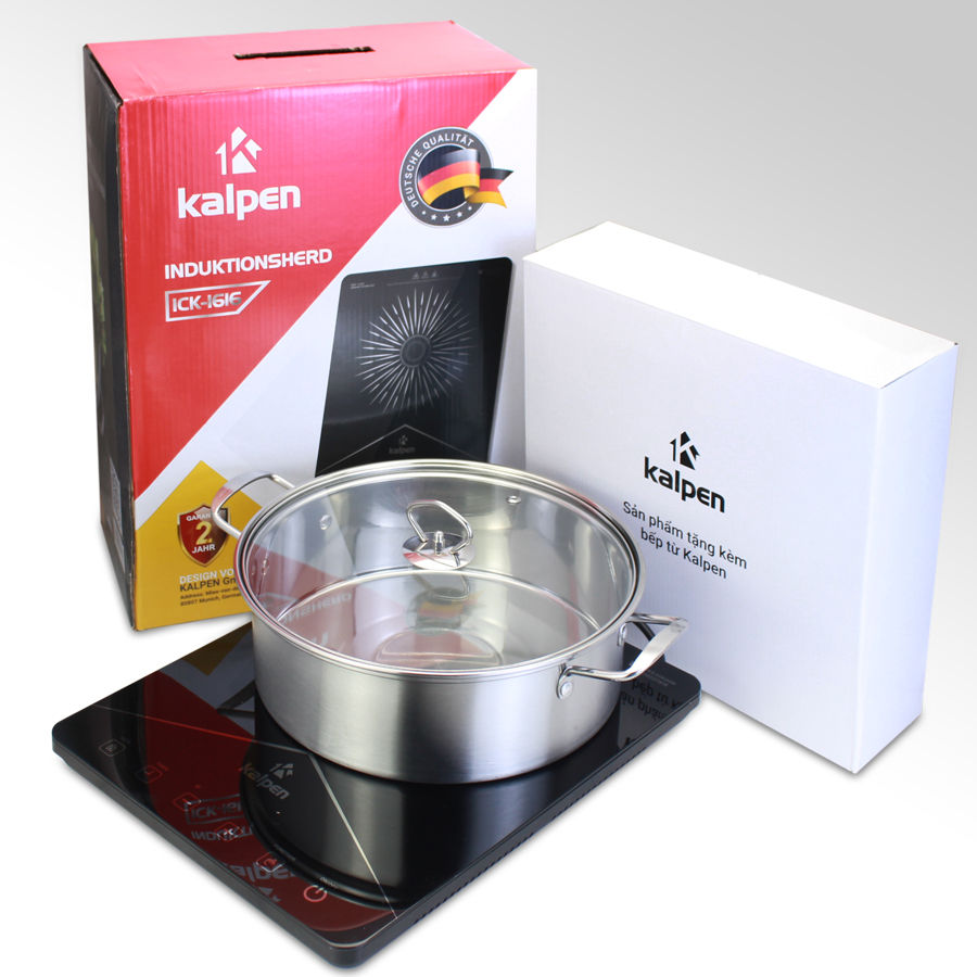 Bếp từ đơn cao cấp Kalpen ICK-1616 công suất 2200W tặng Nồi Inox 28cm  -Hàng chính hãng