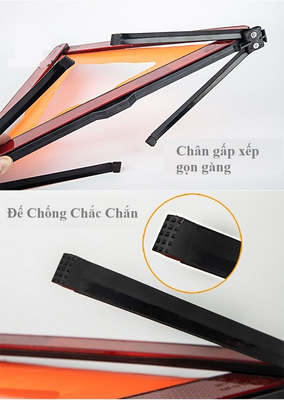 Biển báo tam giác phản quang cảnh báo nguy hiểm cho ôtô, xe hơi, xe khách, xe tải, xe container khi dừng đậu xe dễ gấp gọn có chân đứng,đảm bảo an toàn giao thông cho mọi người._ BB01