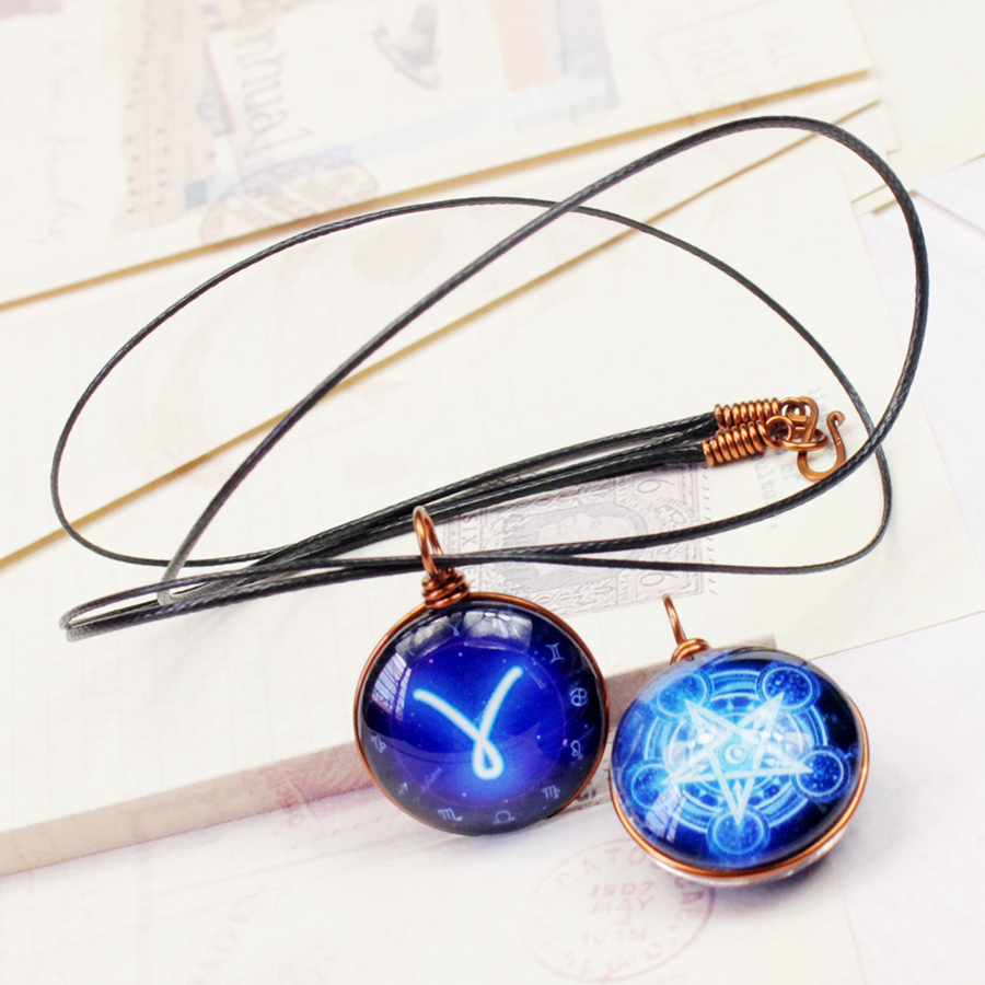 Dây chuyền 12 cung hoàng đạo Zodiac tông xanh dương sáng siêu đẹp cho nữ 06647-DC20MM0015