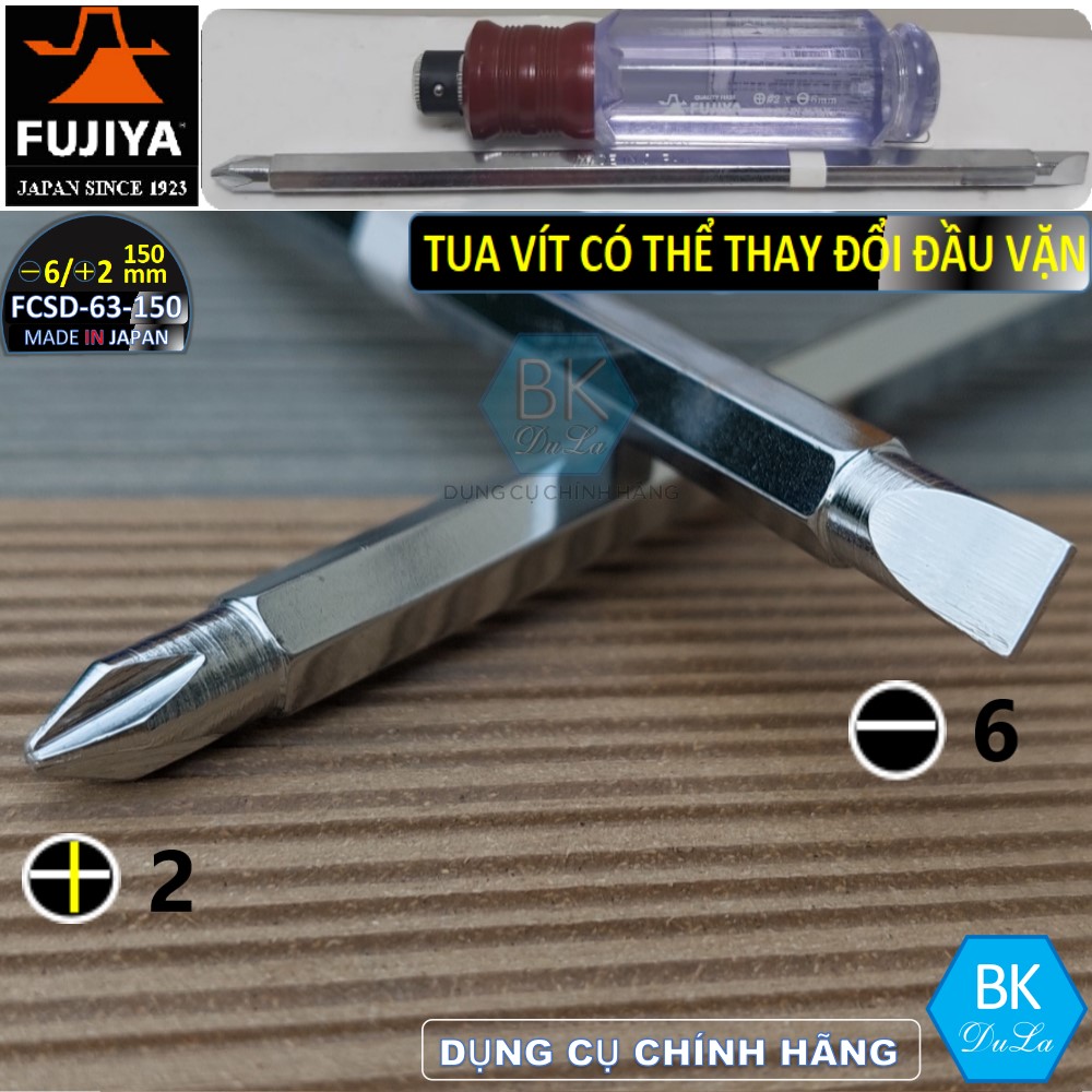 Tuốc nơ vít điện- tua vít điện đầu dẹt màu xanh Fujiya FESD-6-150 made in Japan