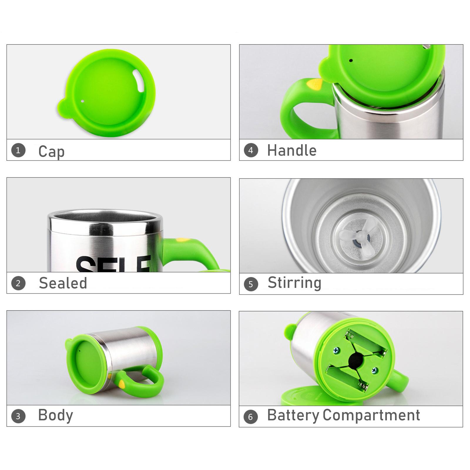 Cốc Tự Khuấy Có Nắp Bằng Điện Bằng Chất Liệu Thép Không Gỉ 400Ml Self Stirring Mug