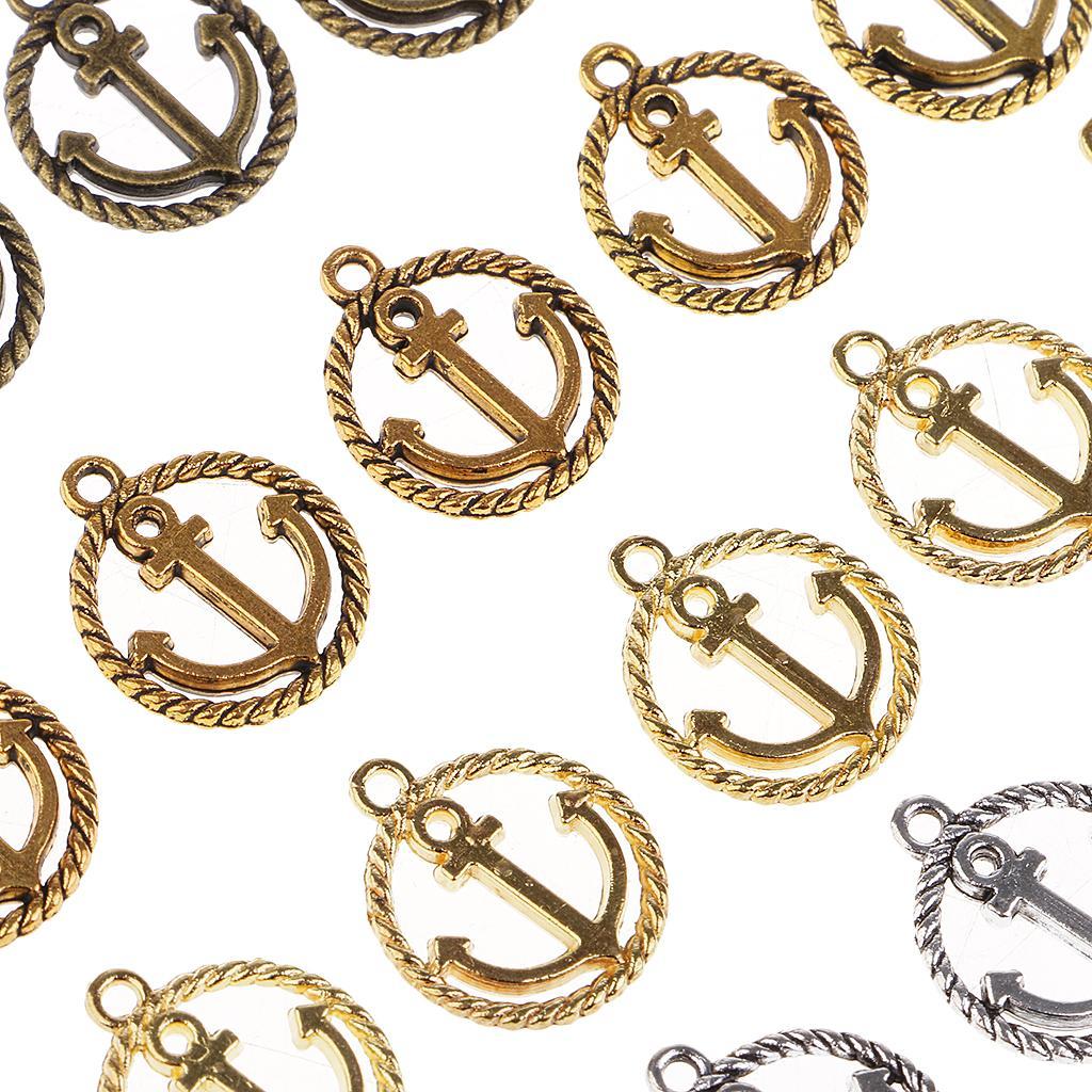 20 Pieces Alloy Hollow Anchor Pendants Charms Findings Jewelry Making Accessories