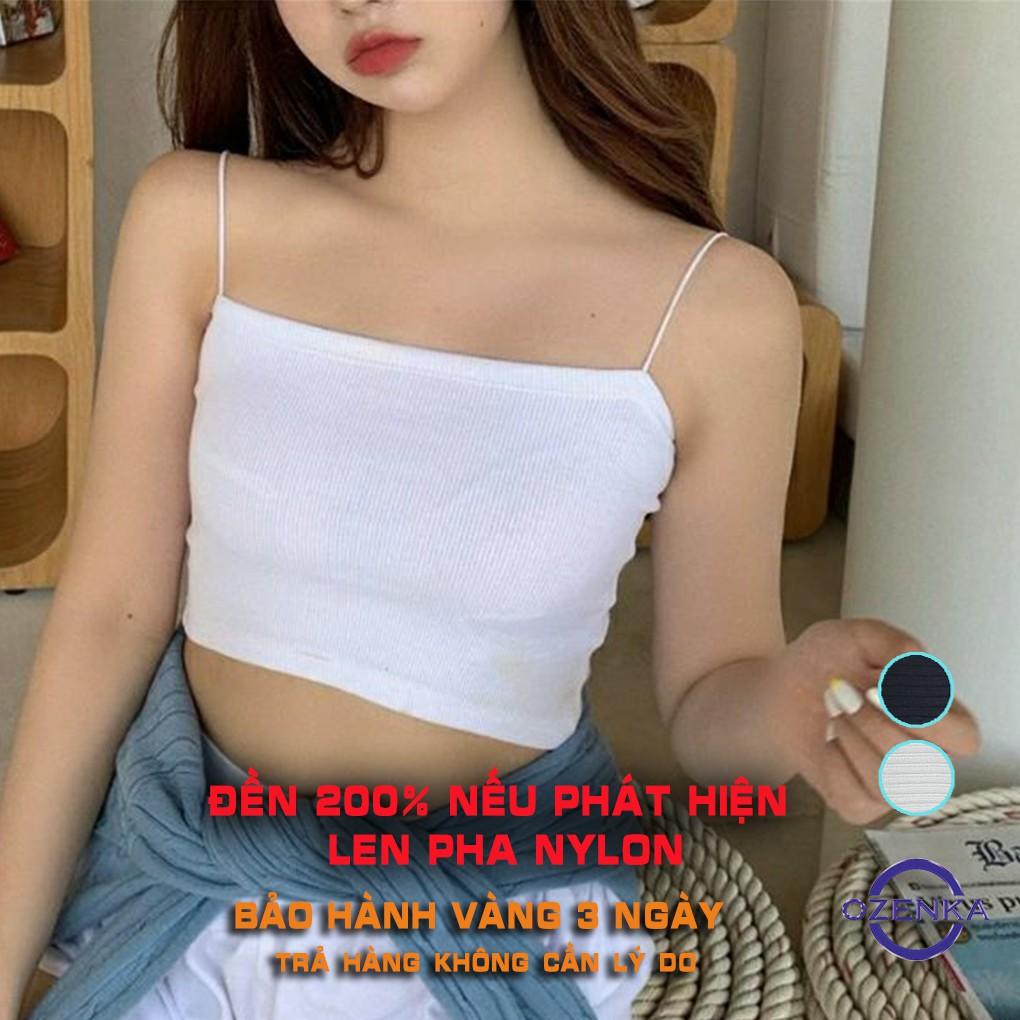 Áo 2 dây sợi bún thun gân đẹp 100% cotton đen trắng , áo croptop ôm mặc trong siêu mát DA099