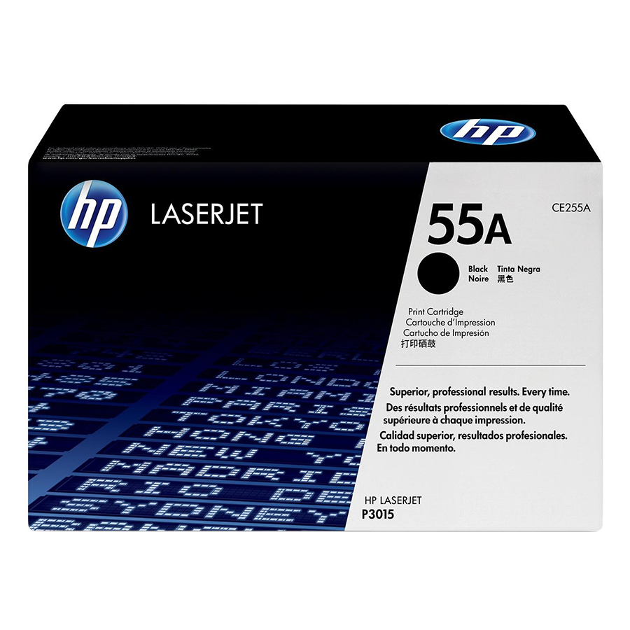 Mực in Laser HP 55A Black Original Print Cartridge Đen (Máy in HP LaserJet P3015/P3015D/P3015DN/P3015X/HP LaserJet Pro MFP M521DN/M621DW/HP LaserJet Ent 500 MFP M525DN/M525F/HP LaserJet Ent Flow MFP M525c/CE255A) - Hàng Chính Hãng