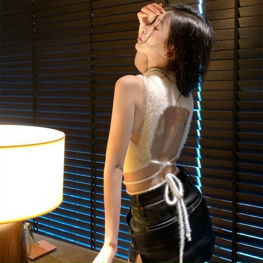 Áo croptop sát nách PINKSTORE29 chất lông, khoe lưng gợi cảm A5496