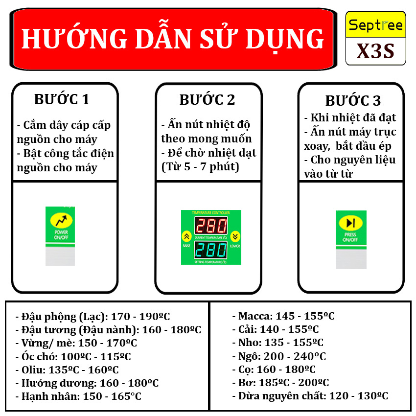 Máy ép dầu ăn thực vật chuyên dụng dùng trong gia đình thương hiệu Septree X3S - Công suất 800W - Hàng nhập khẩu