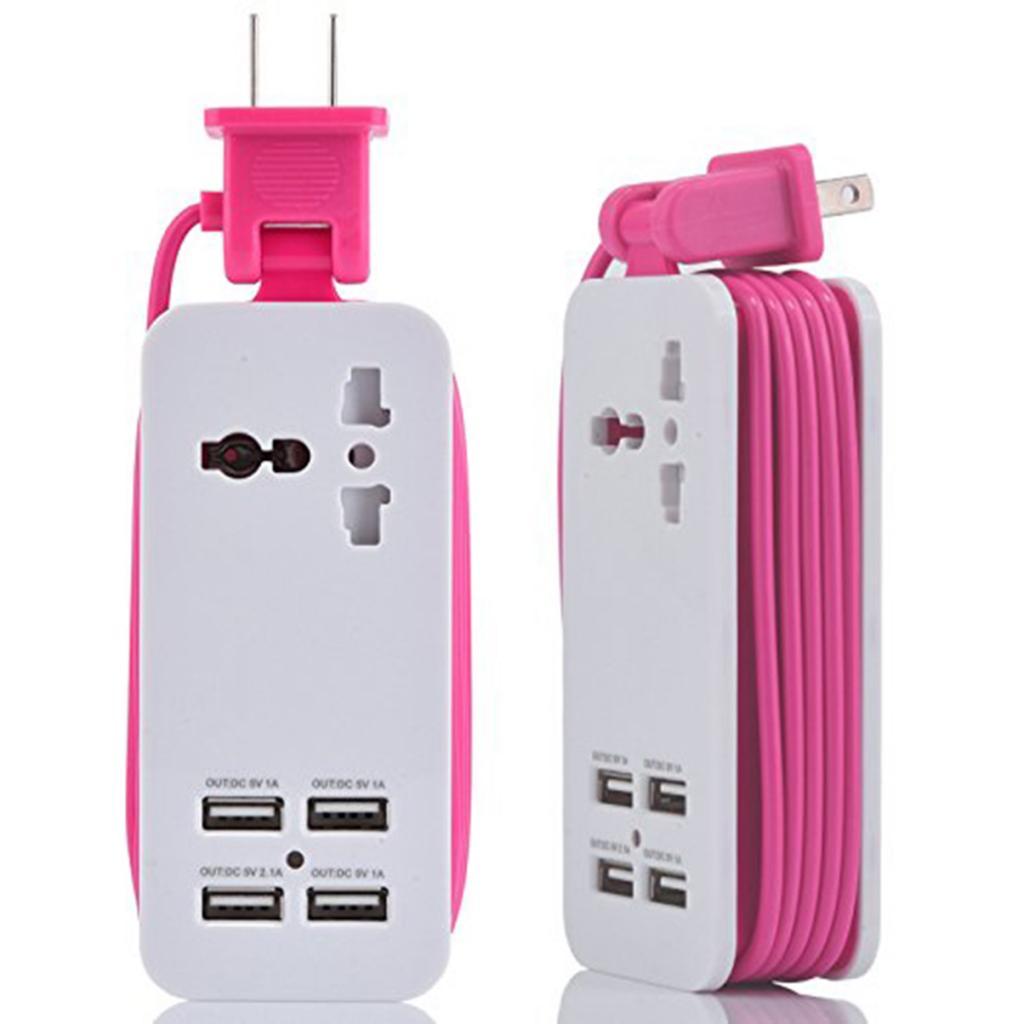 Mini USB Power Strip 4Port USB Charger Station Travel Charging US Plug