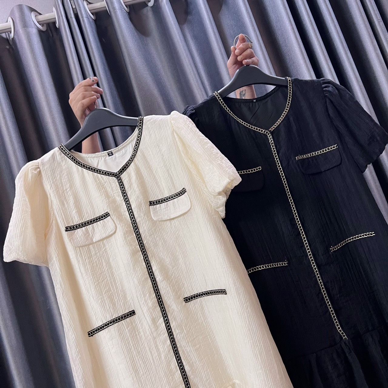 VÁY THIẾT KẾ - Váy Bầu Công Sở Cổ Tim A17 Chất Liệu Lụa Tơ Tằm Cao Cấp Siêu Xinh
