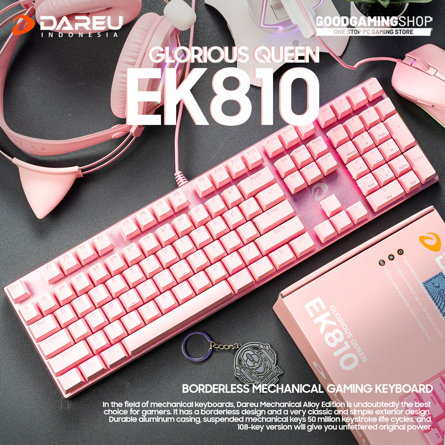 Bàn Phím Cơ Dareu Ek810 Queen Pink (Red Switch) - Hàng Chính Hãng