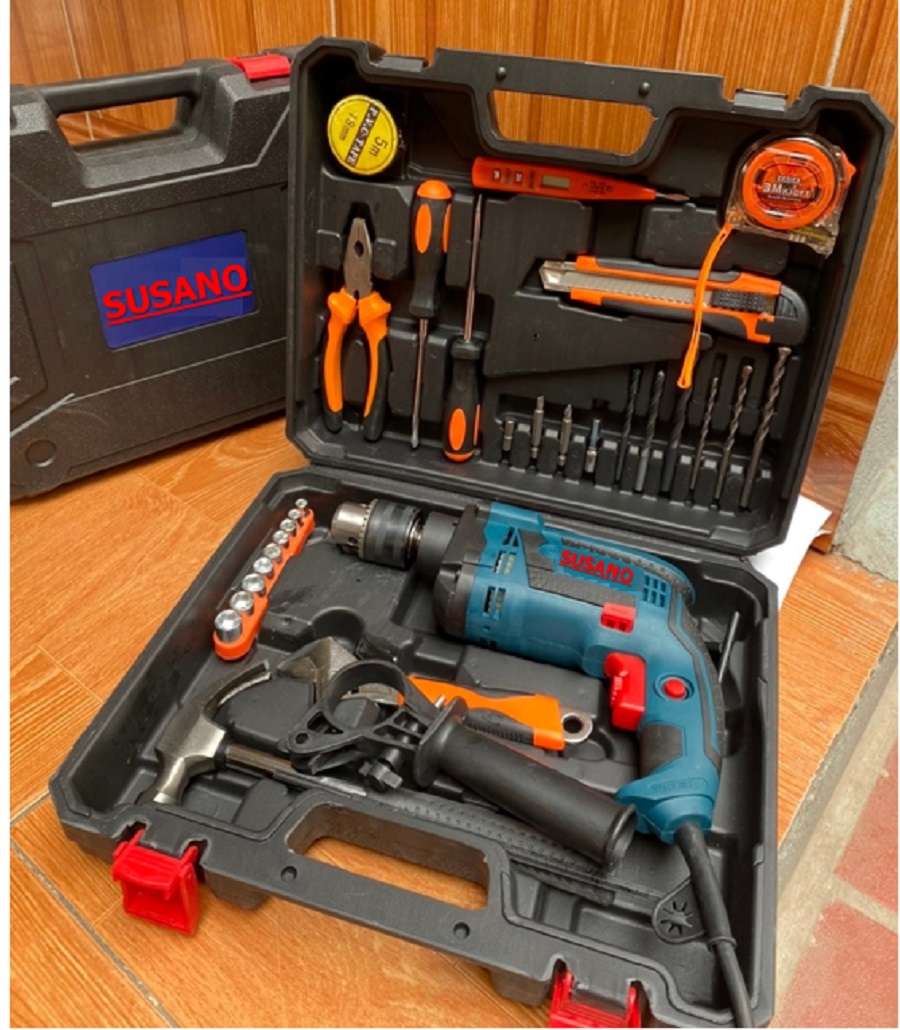 Bộ máy khoan điện ACZ 2000W khoan tường, khoan sắt, khoan bê tông máy 2 pin, đảo chiều và mũi khoan