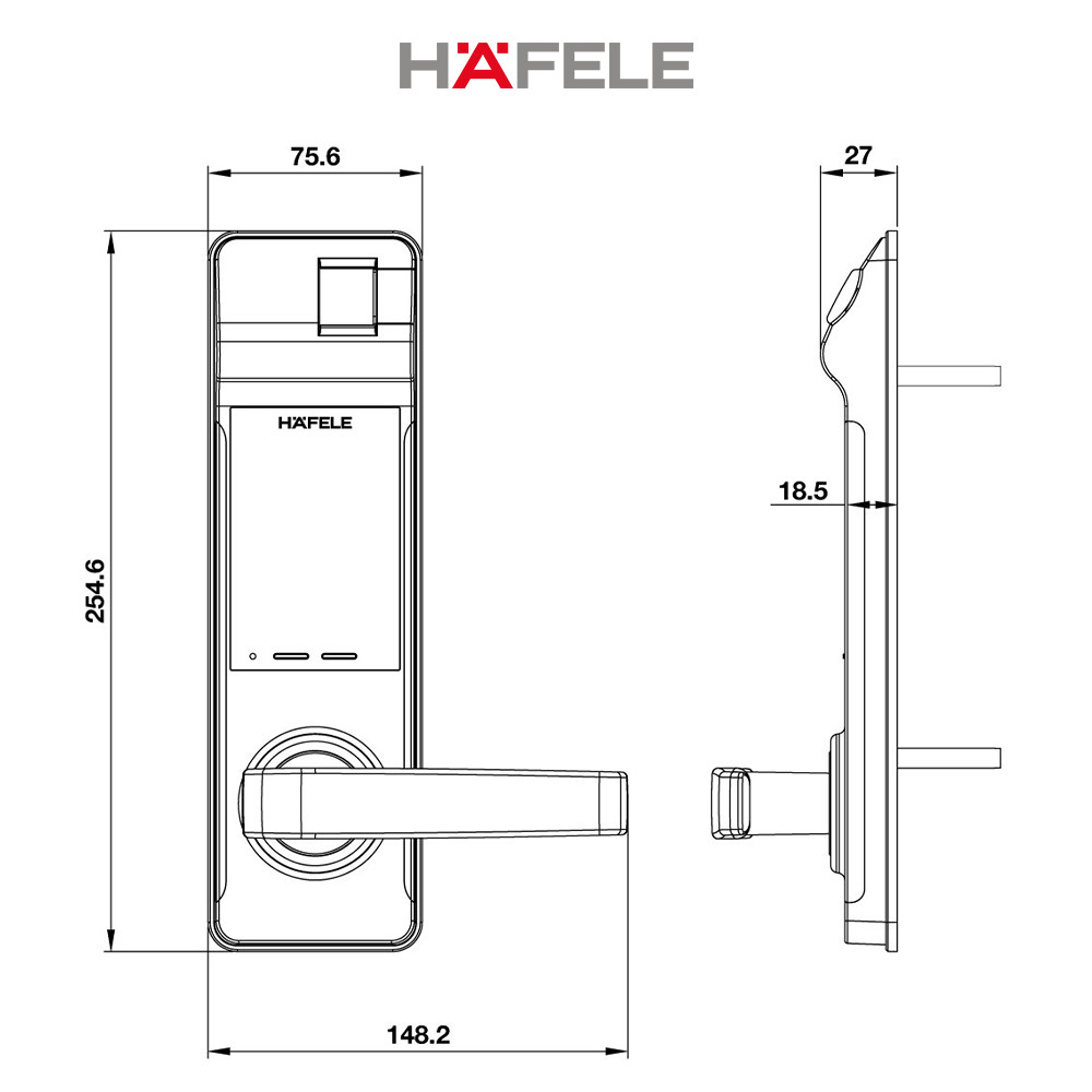 Khóa điện tử thân khóa nhỏ xuất xứ Hàn Quốc Hafele EL7700-TCS - 912.05.583 (Hàng chính hãng)