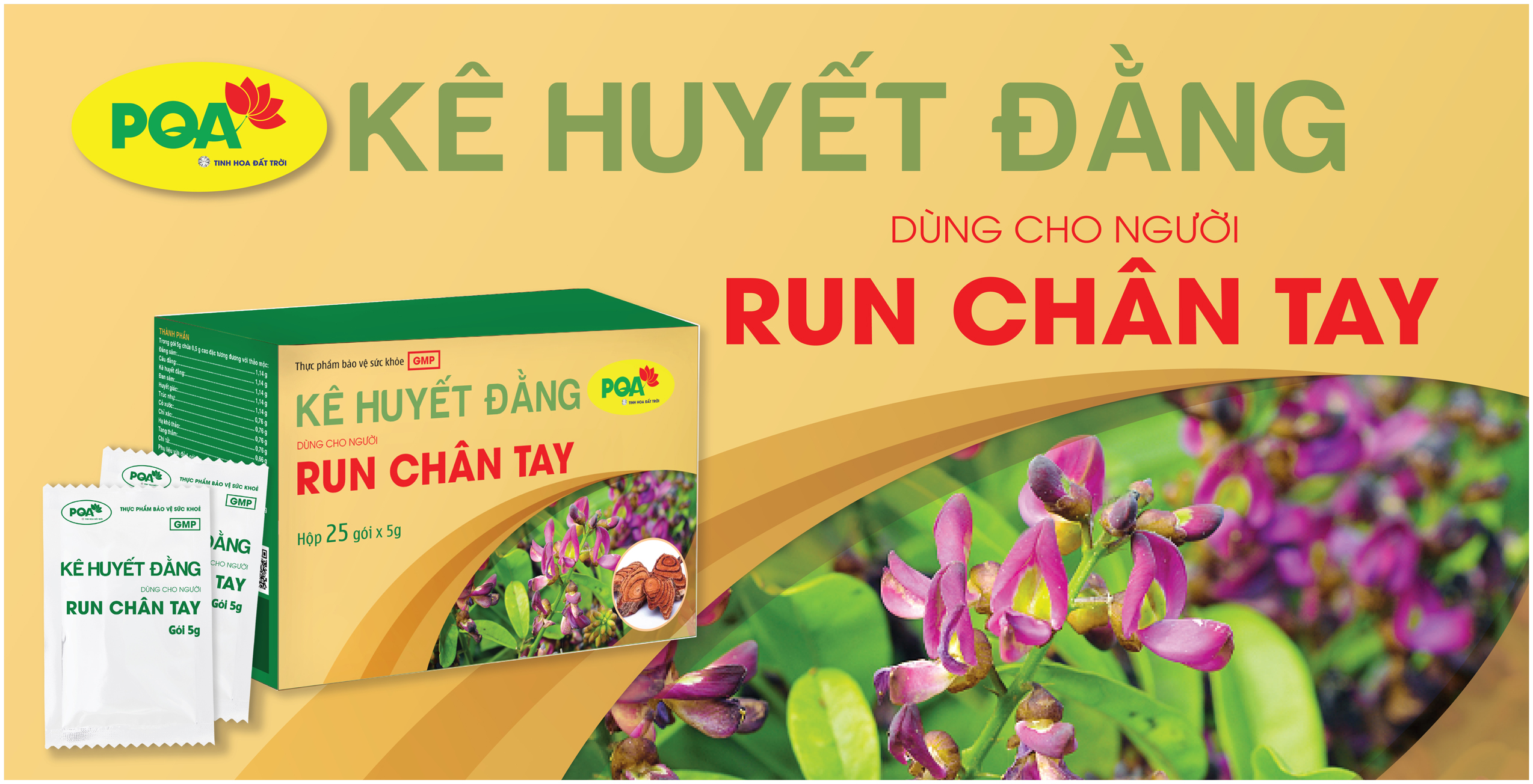 PQA Kê Huyết Đằng là dược phẩm thảo dược hỗ trợ các triệu chứng run chân tay, đau đầu, chóng mặt cho người bị run chân tay, co giật do trúng phong.