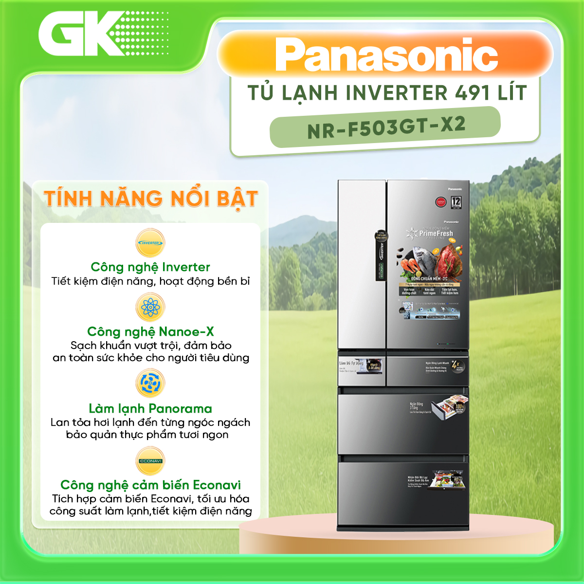 Tủ Lạnh Inverter 6 Cánh Panasonic NR-F503GT-X2 (491L) - Hàng Chính Hãng