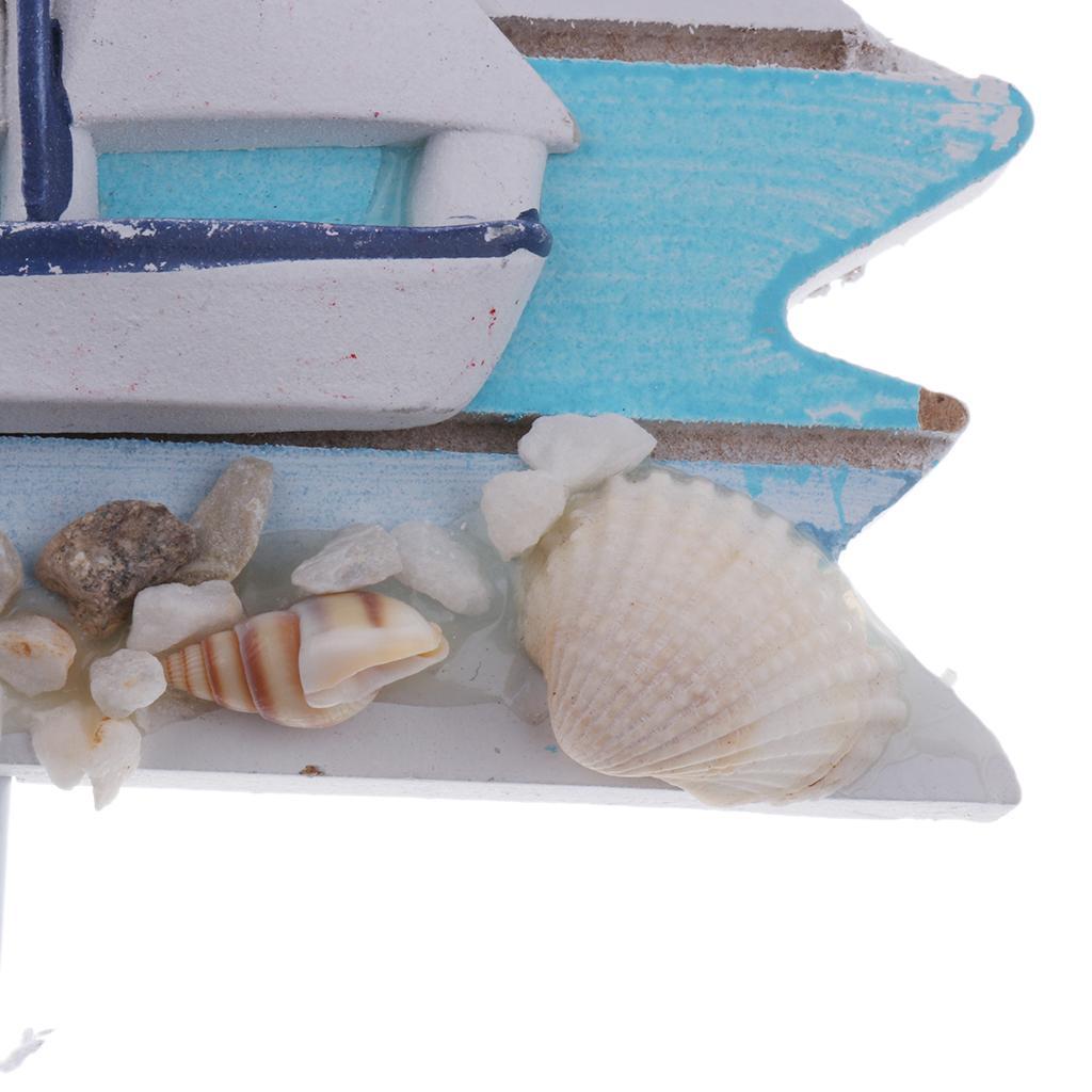 2pcs Nautical Decorative Seaside Wood &amp; Metal Hanger Coat Hooks Wall Rack