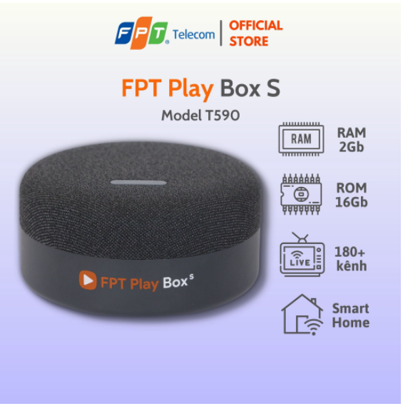 FPT Play Box S 2021 (T590) - Kết hợp Tivi Box và Loa thông minh - Điều khiển giọng nói thông minh không chạm - HÀNG CHÍNH HÃNG