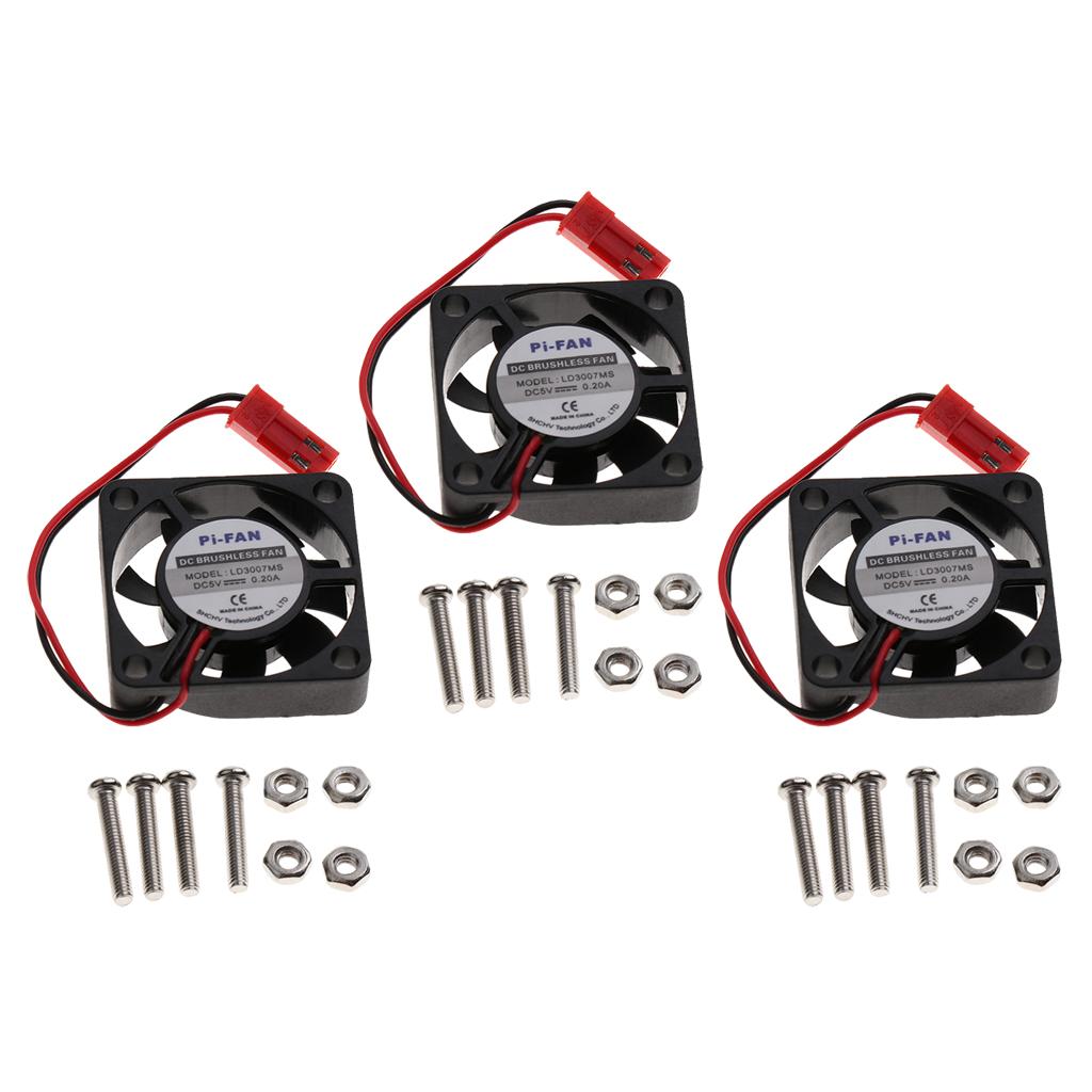 3Pcs DC 5V Brushless CPU Cooling Fan With Screws For 3B/ 2B/ B+