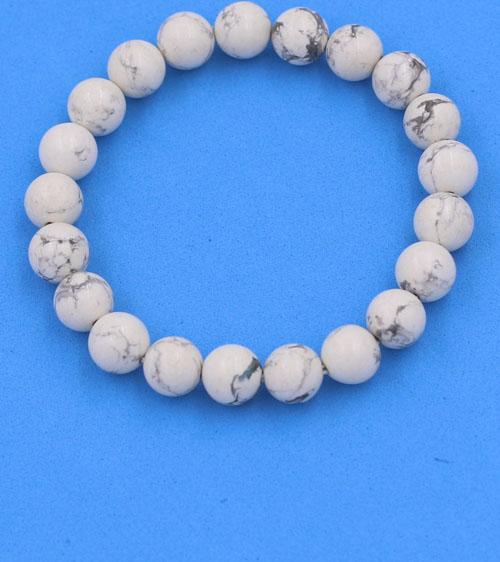 Hình ảnh Vòng chuỗi đeo tay đá White Howlite 8 ly 21 hạt - hợp mệnh Kim, mệnh Thủy - Vòng tay size nhỏ phù hợp cho nữ