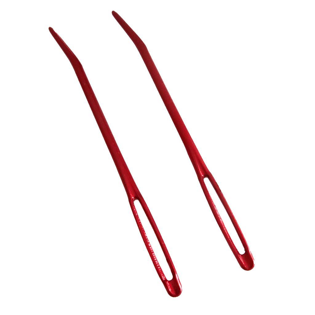 2 Pieces Aluminium Large-eye Bent Tip Tapestry Darning Needle DIY Knitting Craft