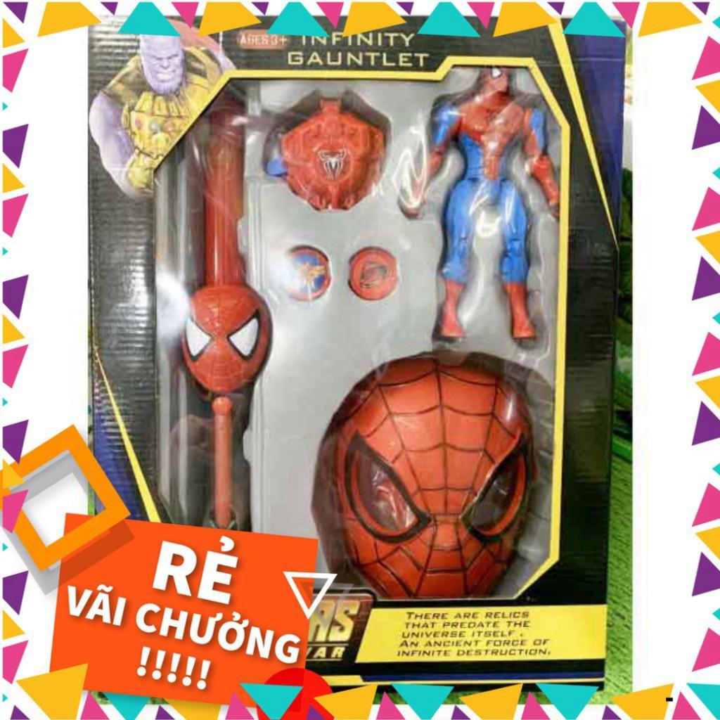 Mặt nạ siêu nhân nhện siêu anh hùng Spider Man + Đồng hồ + Áo choàng spider man wc05-19