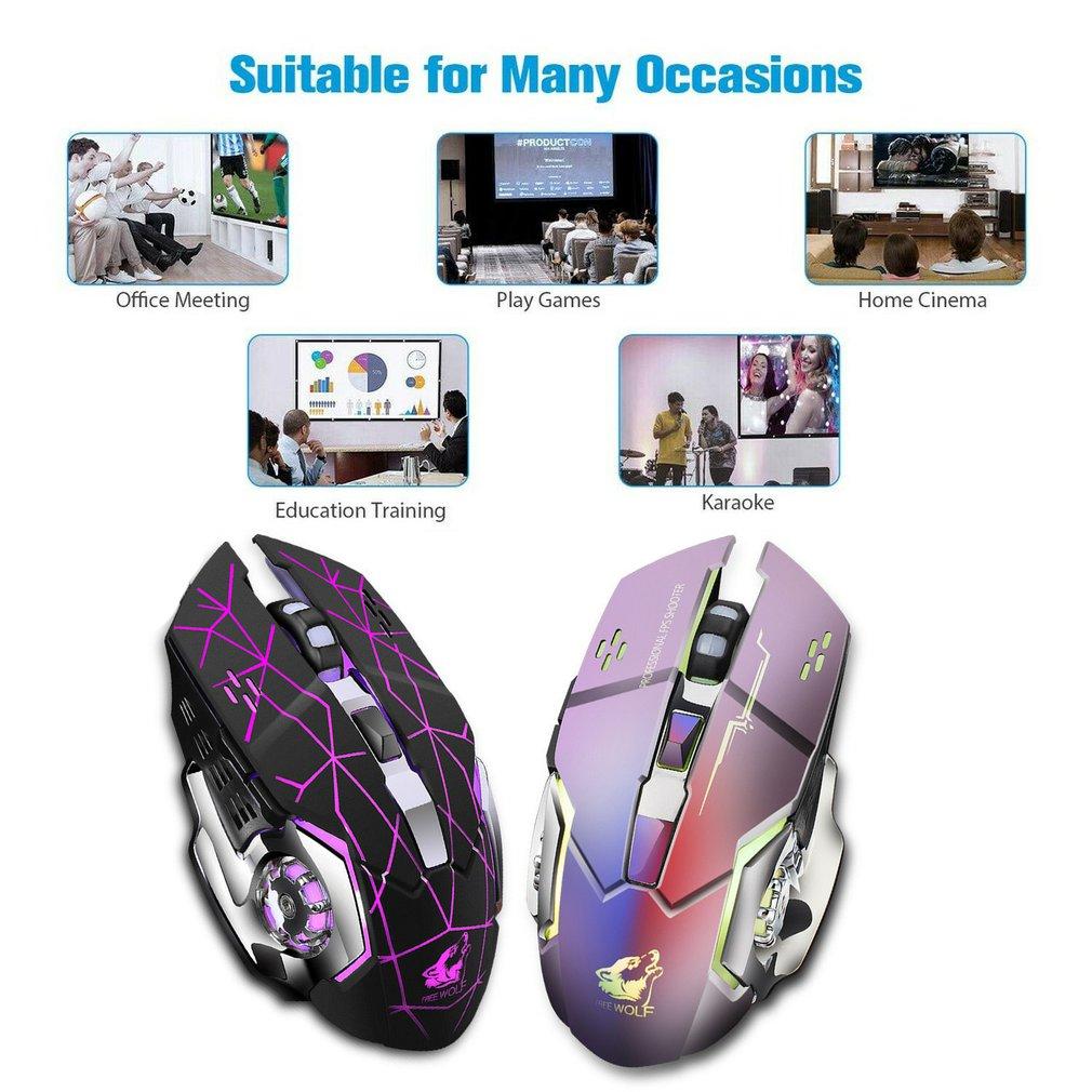 X8 Chuột Chơi Game Không Dây Sạc Im Lặng LED Backlit Quang USB Ergonomic Chuột Chơi Game LOL Chuột Lướt Game Thủ Chuột Cho Máy Tính