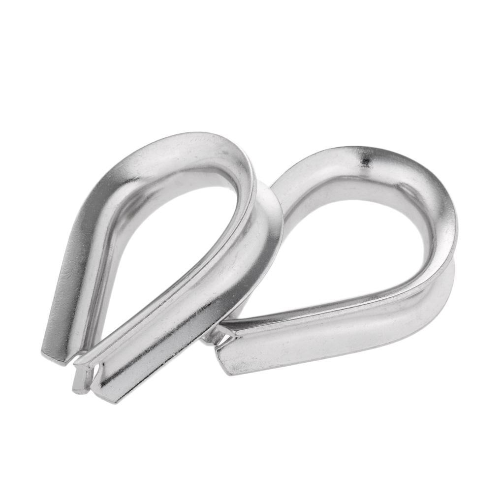2-6pack 2 Pieces Stainless Steel Heart Shaped Cable Thimbles Wire Rope Fitting